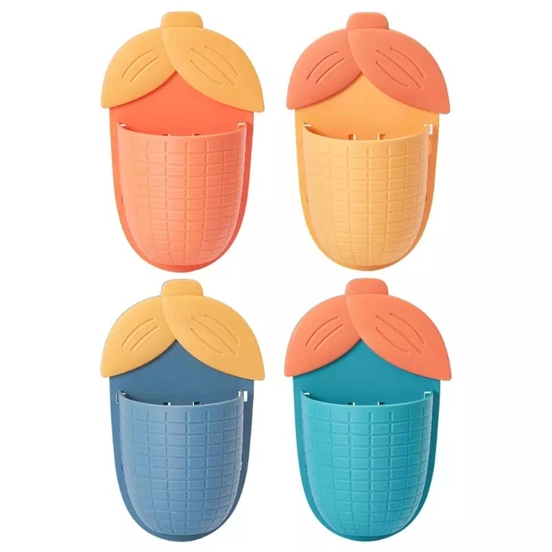 Wall Mounted Corn Shaped Toothbrush And Pen Holder, Toilet Toothbrush Rack, Wall-mounted Drain Free Comb Toothpaste Storage Box Wall Mounted Corn Shaped Toothbrush And Pen Holder, Toilet Toothbrush Rack, Wall-mounted Drain Free Comb Toothpaste Storage Box
